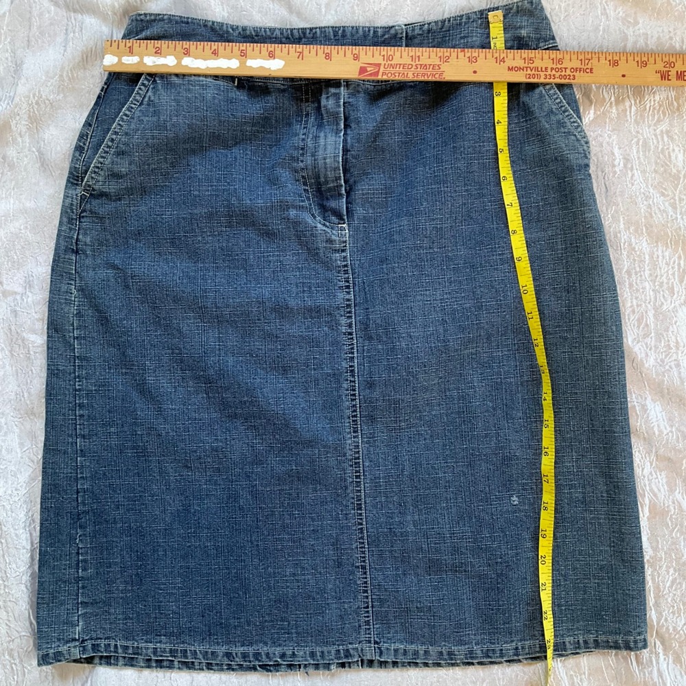 Marsh Landing Blue Denim Pencil Skirt Crosshatch Medium Wash Sz‎ 10 Cowgirl Chic - Picture 7 of 11